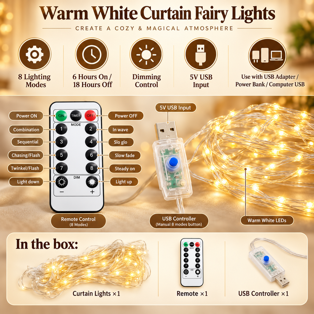 Starlight LED Christmas Curtain Lights gallery image