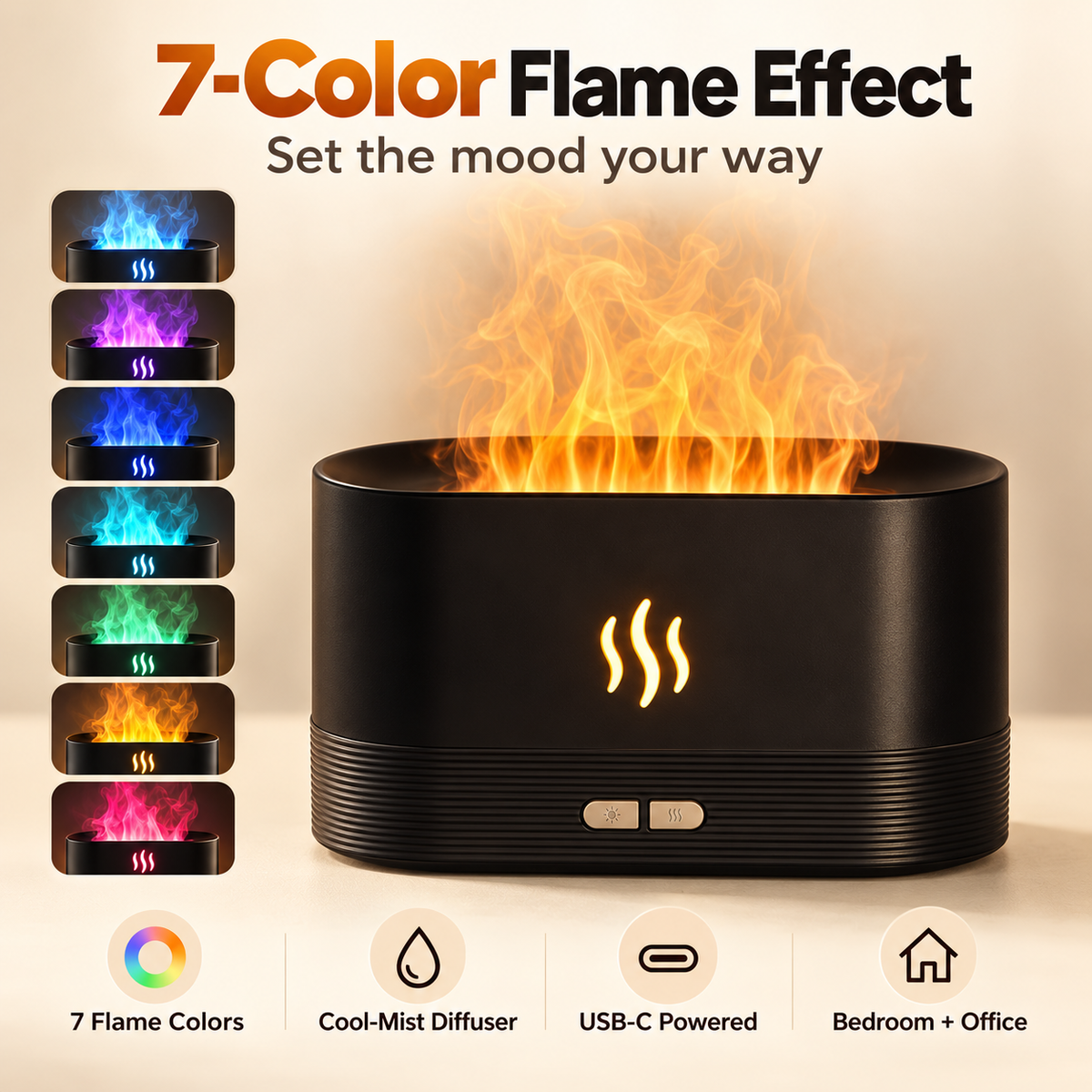 EmberGlow Pro Flame-Effect Aroma Humidifier gallery image