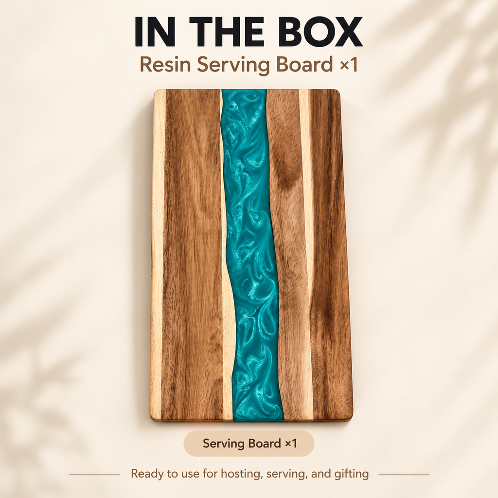 RiverGlow Epoxy Resin Acacia Cheese Board gallery image